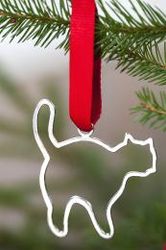Christmas ornament - CAT - hand cast in pewter, stamped Munka
