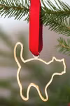Christmas ornament - CAT - for tree or window hand cast in pewter and gilded, stamped Munka