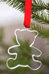 Christmas ornament - TEDDY - hand cast in pewter, stamped Munka