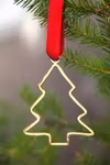 Christmas ornaments - CHRISTMAS TREE for fir tree or window hand cast in pewter and gilded, stamped Munka