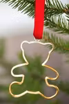 Christmas ornament - TEDDY - for tree or window hand cast in pewter and gilded, stamped Munka