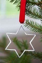 Christmas ornaments - STAR for tree or window hand cast in pewter, stamped Munka