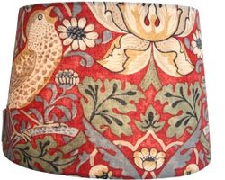 Lampshade with William Morris fabric in red that fits Munka Tenn lamps