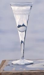 Lagerkrans, handgraverade snapsglas, från Munka Tenn