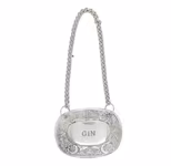 GIN name tag to hang on carafes, made of pewter, from Munka Tenn