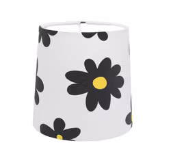 Lampskärm, RUND, med stiliserade blommor i svart, som passar bla till Munka Tenns lampor