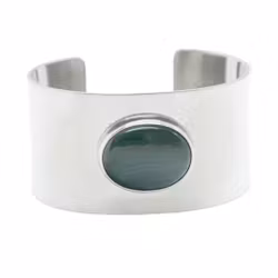 Armband i tenn med malakitsten, slät yta