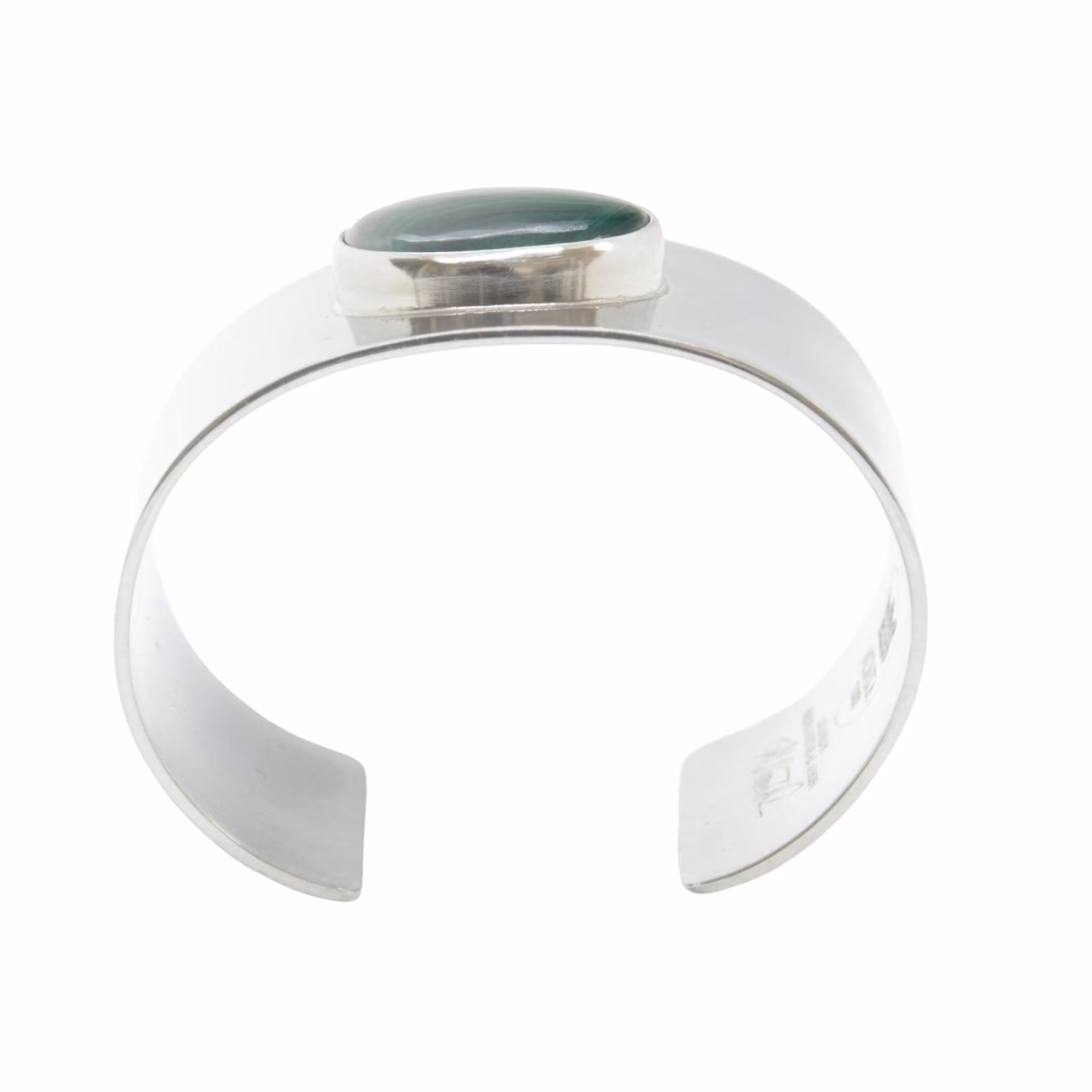 Armband i tenn med malakitsten, slät yta