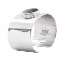 Armband i tenn med malakitsten, slät yta