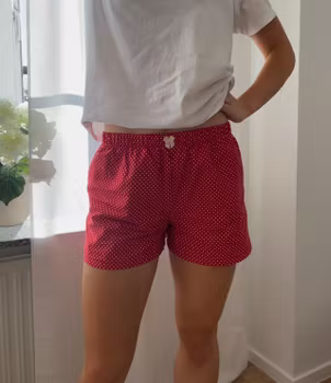Pyjamasshorts - röda/prickiga