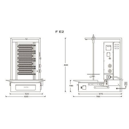 Kebabgrill F E2-S, 30kg kött effekt:6kW, POTIS