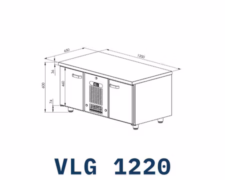 Grillkylbänk VLG-1220, 2 Dörrar GN1/1, 1200x650x600mm, COOLPART