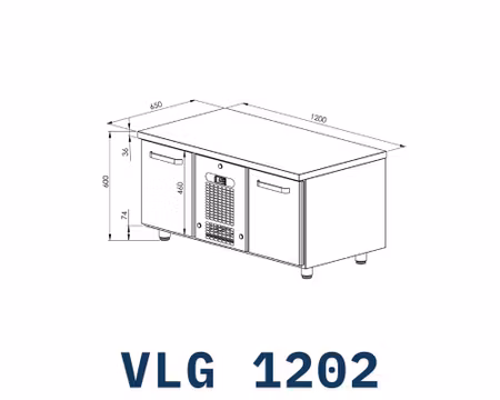 Grillkylbänk VLG-1202, 2st Lådor Med Ram GN1/1-200mm, 1200x650x600mm, COOLPART