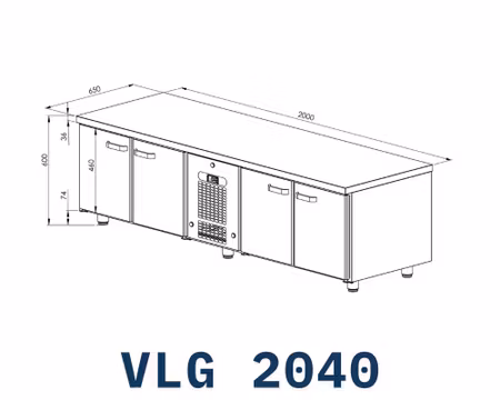 Grillkylbänk VLG-2040 4xSkåp För GN1/1, 2000x650x600mm, COOLPART