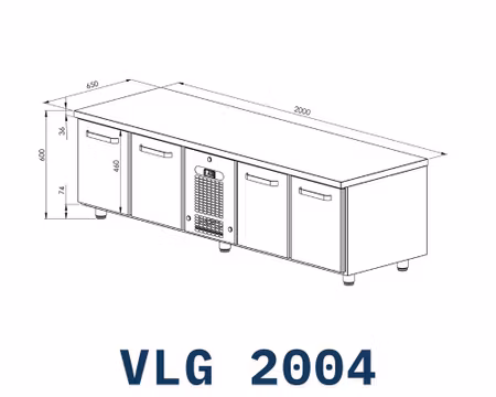 Grillkylbänk VLG-2004 4xLådor Med Ram För GN1/1-200mm, 2000x650x600mm, COOLPART