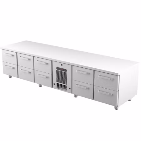 Grillkylbänk VLG-24010 10xLådor Med Ram För GN1/1-150mm, 2400x650x600mm, COOLPART