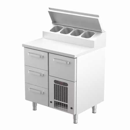 Kallskänkskylbänk KLE-804 4st Lådor Med Ram För GN1/1(3x150mm+1x200mm), 800x650x900mm, COOLPART