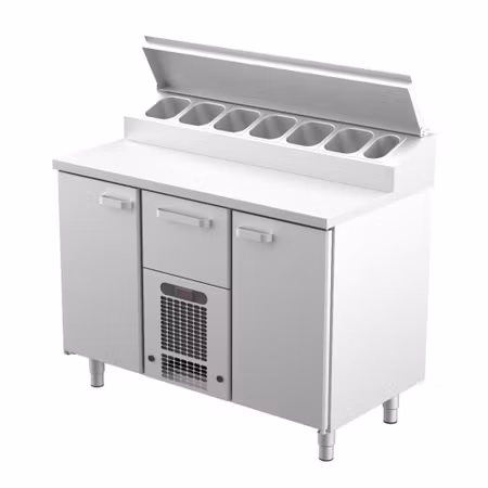 Kallskänkskylbänk KLE-1221 2xSkåp GN1/1+1xLåda Med Ram För GN1/1-200mm, 1200x650x900mm, COOLPART