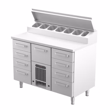 Kallskänkskylbänk KLE-1209 9xLåda Med Ram För GN1/1, 1200x650x900mm, COOLPART