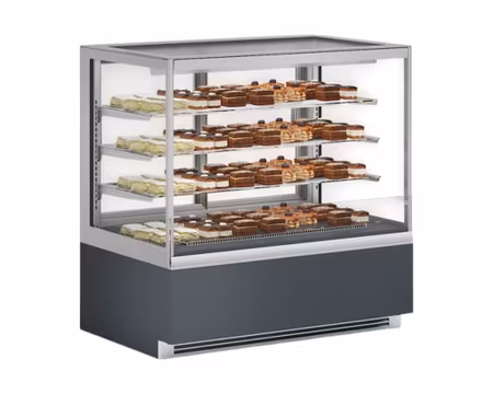 JUKA ÖPPEN Displaymonter RAFAELLO 130 CH, 3st Hyllor+Botten 1300x860x1370mm, COOLPART