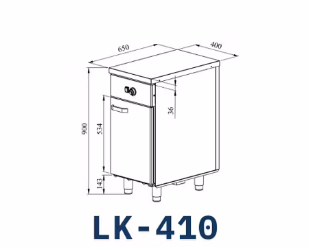Värmeskåp Med Neutral Toppskiva LK-410, 400x650x900mm 1st skåp för GN 1/1, COOLPART