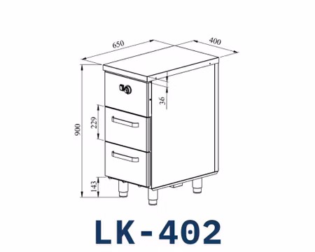 Värmeskåp Med Neutral Toppskiva LK-402, 400x650x900mm 2st Lådor Med Ram För GN1/1-150mm, COOLPART