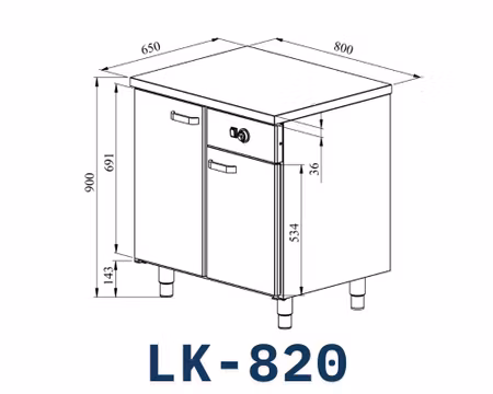 Värmeskåp Med Neutral Toppskiva LK-820, 800x650x900mm 2st Skåp För GN1/1, COOLPART