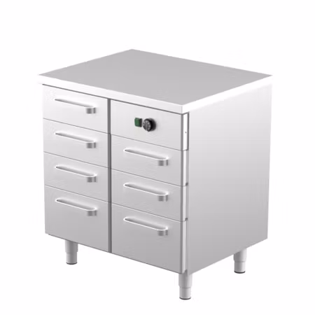 Värmeskåp Med Neutral Toppskiva LK-807, 800x650x900mm 5st Lådor Med Ram För GN1/1-100mm+2st GN1/1-150mm, COOLPART