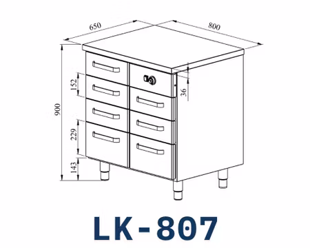 Värmeskåp Med Neutral Toppskiva LK-807, 800x650x900mm 5st Lådor Med Ram För GN1/1-100mm+2st GN1/1-150mm, COOLPART