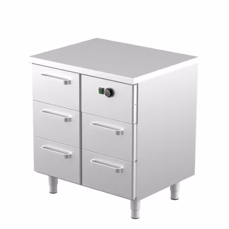 Värmeskåp Med Neutral Toppskiva LK-805, 800x650x900mm 5st lådor Med Ram För GN1/1-150mm, COOLPART