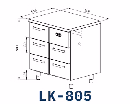 Värmeskåp Med Neutral Toppskiva LK-805, 800x650x900mm 5st lådor Med Ram För GN1/1-150mm, COOLPART