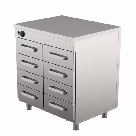 Värmeskåp Med Neutral Toppskiva LK-808, 800x650x900mm 8st Lådor Med Ram För GN1/1-100mm, COOLPART