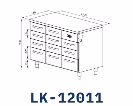 Värmeskåp Med Neutral Toppskiva LK-12011, 1200x650x900mm 8st Lådor Med Ram För GN1/1-100mm+3st GN1/1-150mm, COOLPART