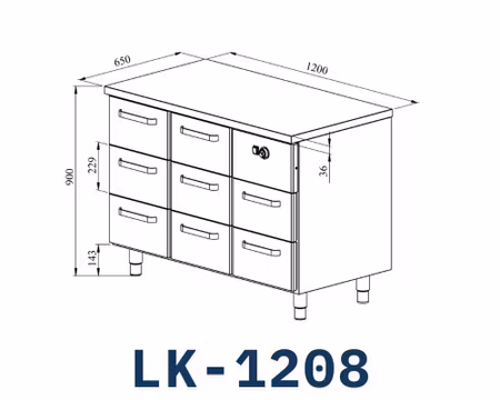 Värmeskåp Med Neutral Toppskiva LK-1208, 1200x650x900mm 8st Lådor Med Ram För GN1/1-150mm, COOLPART