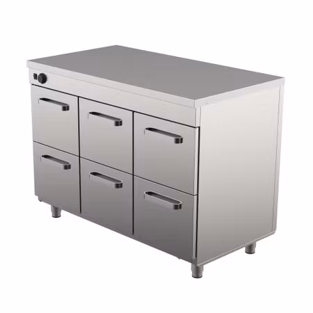 Värmeskåp Med Neutral Toppskiva LK-1206, 1200x650x900mm 6st Lådor Med Ram För GN1/1-200mm, COOLPART