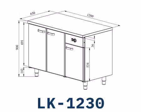 Värmeskåp Med Neutral Toppskiva 9129, 1200x650x900mm 3st Skåp För GN1/1, COOLPART