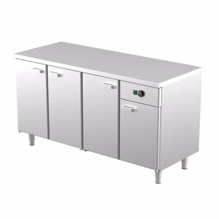 Värmeskåp Med Neutral Toppskiva LK-1640, 4st Skåp För GN1/1, 1600x650x900mm, COOLPART