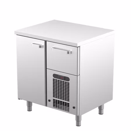 Kylbänk VLE-811 Rostfri Toppskiva, 800x650x900mm 1 Skåp För GN1/1+1Låda Med Ram För GN1/1-200mm, COOLPART
