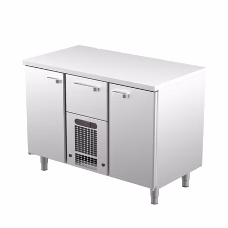 Kylbänk VLE-1221, Rostfri Toppskiva, 1200x650x900mm 2st Skåp För GN1/1+1st Låda Med Ram För GN1/1-200mm, COOLPART