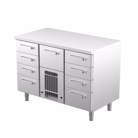 Kylbänk VLE-1209, Rostfri Toppskiva, 1200x650x900mm 6st Lådor Med Ram För GN1/1-100mm,+2 GN1/1-150mm+1 GN1/1-200mm COOLPART