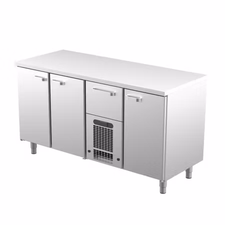 Kylbänk VLE-1631, Rostfri Toppskiva, 1600x650x900mm 3st Skåp För GN1/1+1 Låda Med Ram För GN1/1-200mm, COOLPART