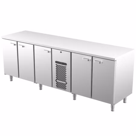Kylbänk VLE-2450, Rostfri Toppskiva, 2400x650x900mm 5 Skåp För GN1/1, COOLPART