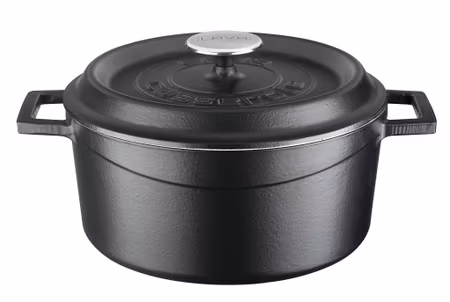 Lava Gjutjärnsgryta, D24cm 4,5Liter mattsvart, vit insida
