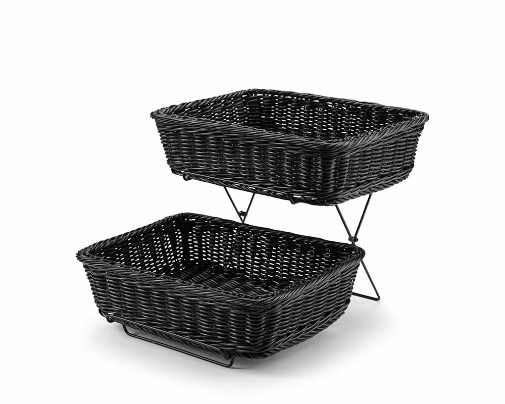 Bröd/Bestickkorg Svart 2 set med ställning, PP plast