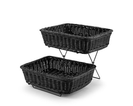 Bröd/Bestickkorg Svart 2 set med ställning, PP plast