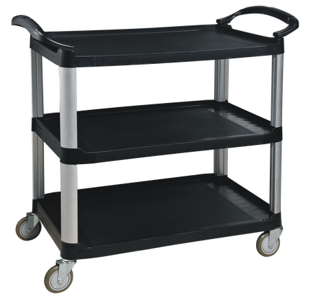 Multiduty service cart, full open, black PP