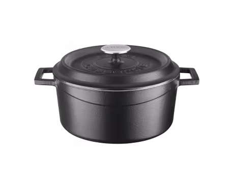 Lava Gjutjärnsgryta, D24cm 4,5Liter mattsvart, vit insida