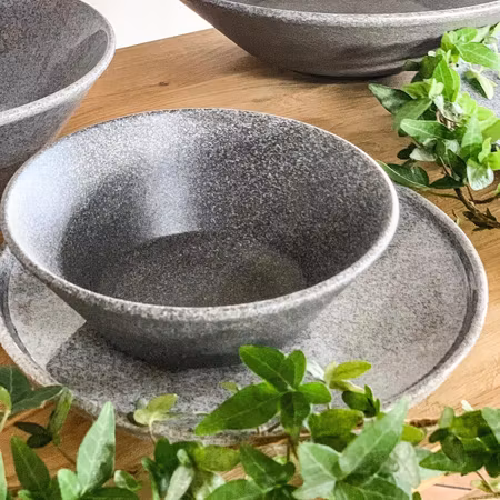 Granit Skål Svart Rå, D27 cm