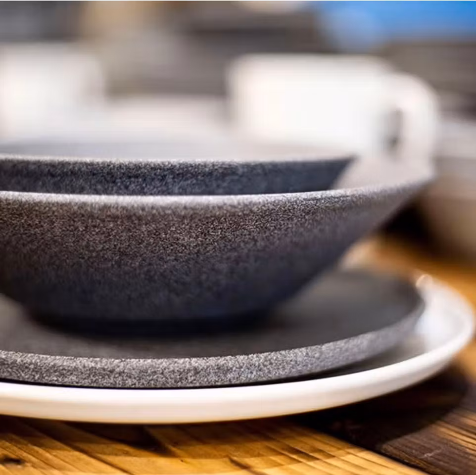 Granit  Skål Svart Rå, D15 cm