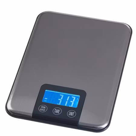 Elektronisk våg, 15 kg, 1 gram delning, platta 150x150, batt